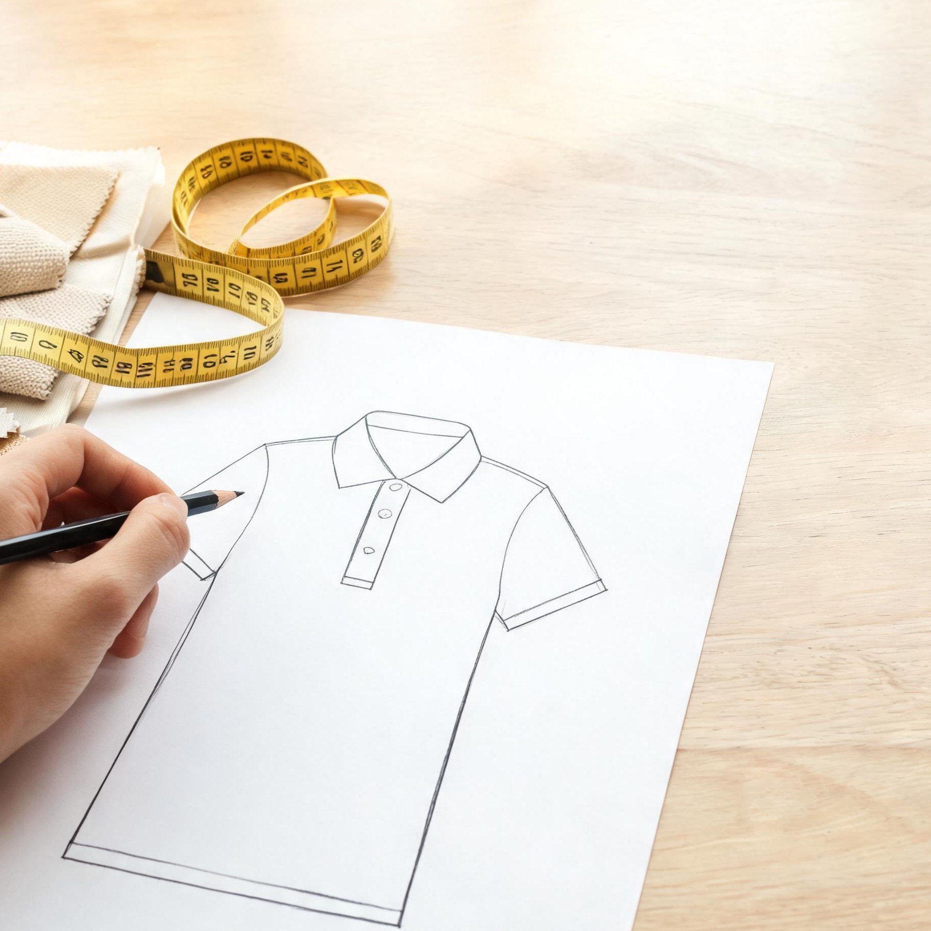 Design sketch and pattern work during sample development