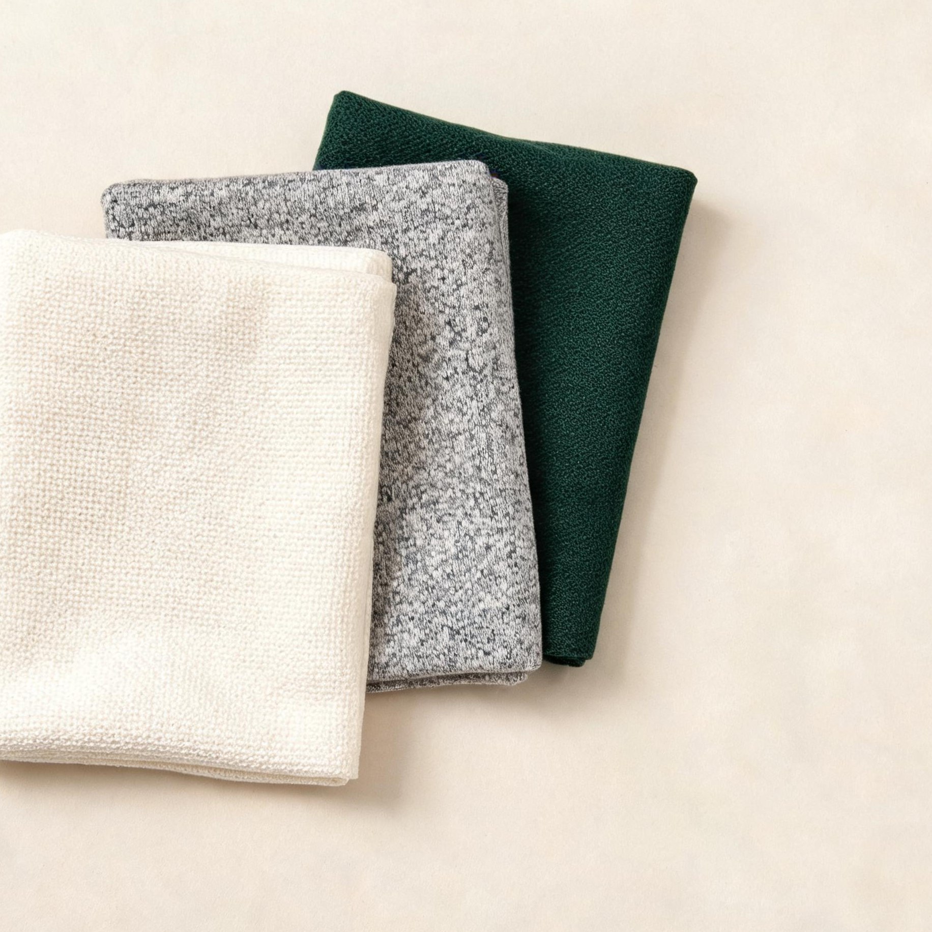Cotton and polyester blend fabric samples for performance polos