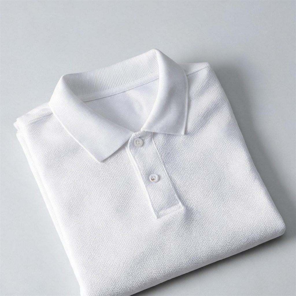 White cotton pique polo shirt manufactured by China-Polo